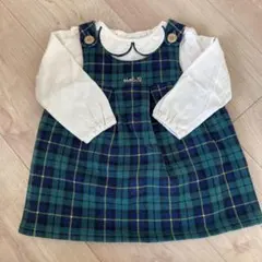 ミキハウス　長袖シャツ・チェックジャンパースカートセット