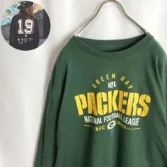 US古着 NFL ロングTシャツ パッカーズ アームロゴ 緑 黄色XL 長袖