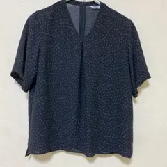 JPRESS ドット柄 半袖ブラウス 黒