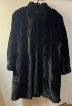 リアルミンク ファーコート ブラック フリーサイズ 毛並み美品✨ ミデル丈