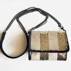 ZARA キラキラスパンコール　ショルダーバック　色2way 本革