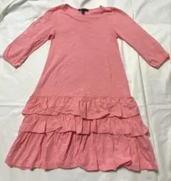 GapKidsワンピース 130　綿　七分袖　サーモンピンク　女の子