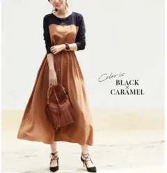 授乳服・マタニティ　長袖マーガレット・ビスチェ風ワンピース