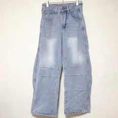 【S】ワイドデニム ライトブルー バルーンパンツ Y2K 韓国系 ストリート