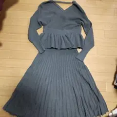 グレー　ニット　セットアップ　フリーサイズ