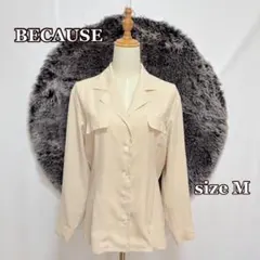 BECAUSEオープンカラーシャツ（M）エクルベージュ　ポリ　ロートレアモン