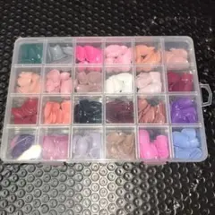 ネイルチップセット 約17個×24 多色 収納ケース付き シール付き
