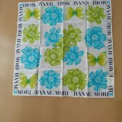 HANAEMORI 花と蝶の大判ハンカチ 58cmスカーフレトロ新品未使用