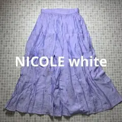 【美品】NICOLE white　ランダムプリーツマキシスカート　ラベンダー　Mのサムネイル