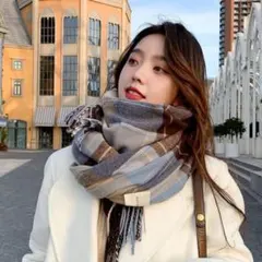 チェック柄フリンジ付きスカーフ 週末限定価格