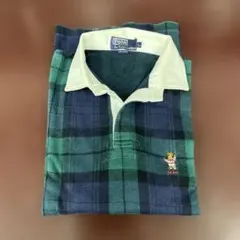 ラルフローレンポロベアラガーシャツポロシャツ　刺繍チェック柄古着ヴィンテージ29