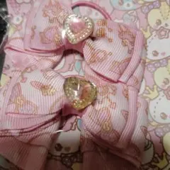 ピンクリボンのヘアゴム2個セット