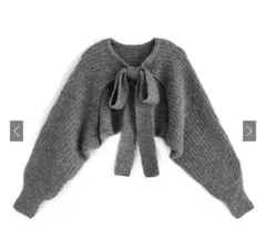 前後2wayビッグリボンクロップド丈ニットボレロ