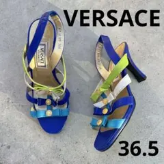 VERSACE ハイヒールサンダル 青 緑 36.5のサムネイル
