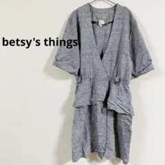即購入OK✨betsy's things 灰青 ラップ風ワンピース16