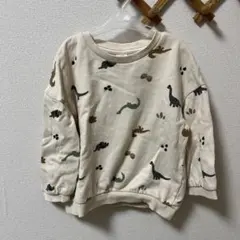 H&M ベビーキッズ 恐竜柄トレーナー 裾リブ 裏起毛 コットン100 3〜4歳