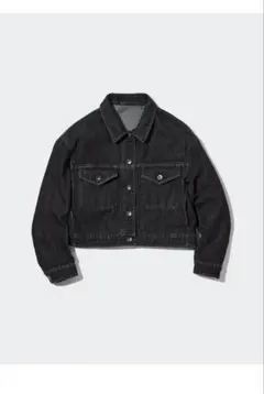 【試着のみ】ユニクロ デニムクロップドジャケット ダークグレー S
