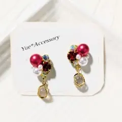 D-210　ハンドメイド☆ビジューピアス／イヤリング