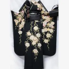 【美品】振袖7点セット160cm◆コムサデモード黒ブラック系フルセット56OAのサムネイル