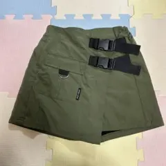 オリーブ色 サイドベルト付きキュロット風スカート 140cm キッズ ジュニア