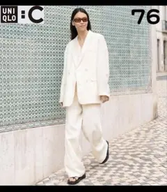 73【新品未使用】UNIQLO C プレミアムリネンパンツ オフホワイト A