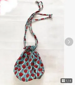 巾着バッグ　インド刺繍柄