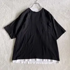 ラコレ LAKOLE 半袖カットソー レイヤード風 ポケットTシャツ ブラック