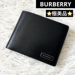 極美品✨　BURBERRY ノバチェック　二つ折り財布　ブラック　レザー