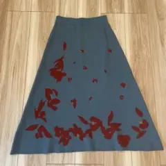 希少　ijep パラスパレス　インディゴ　リネン麻　ロングスカート　L 3 花柄 希少 ijep パラスパレス インディゴ リネン麻 ロングスカート L