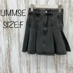 リムズ❤️ミニスカート　デニム　プリーツ　シンプル　ナチュラル　黒　ブラック　F