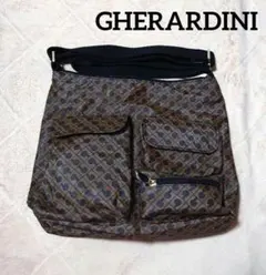 【美品】ゲラルディーニ　ソフティ　ショルダーバック　ブラウン　大　A4対応