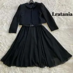 【Lratania】レディース フォーマル ブラックアンサンブル 礼服 Aライン