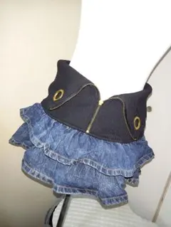 フリル付きデニムミニスカート