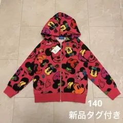 東京ディズニーリゾート ミッキー&ミニー パーカー 総柄　140 新品タグ付き