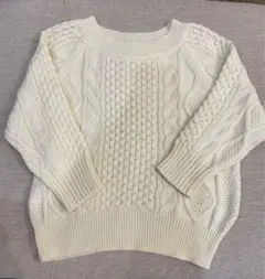 GLOBAL WORK アイボリー ケーブルニット Lサイズ