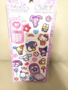 国内正規品　平成はっぴーフォン　サンリオキャラクターズ　紫立体シールぷくぷく