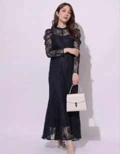 Apuweiser-riche ネイビーレースパーティードレス