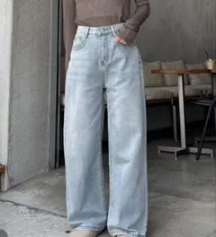 LE MORE ベーシックセミワイドストレートデニム　ライトブルー Sサイズ