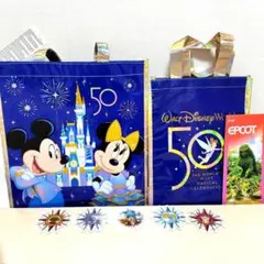 ウォルトディズニー50周年バッグ＆WDWステッカー5枚＆ガイドマップ＆ハピネス