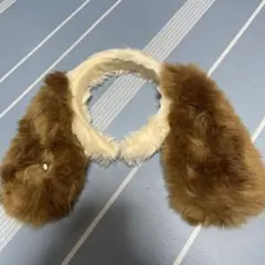 茶色と白のファー耳あて・イヤーマフ