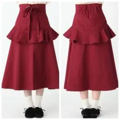 merry jenny メリージェ二ー ウエストリボンスカート　レッド　ボルドーのサムネイル