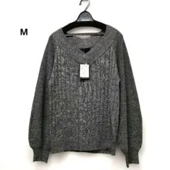 グレー Vネック 長袖ニットセーター 352
