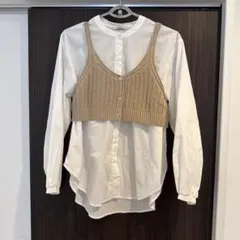 earth music&ecology ニットビスチェ ベージュ ブラウス