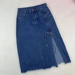 ダークブルーデニムタイトスカート