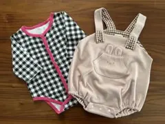 ロンパース 2枚セット チェック柄 70、90