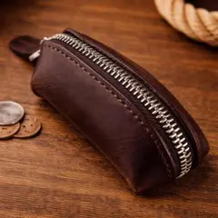 高品質 小銭入れ 本革 コインケース メンズ レディース ブラウン お洒落 男性