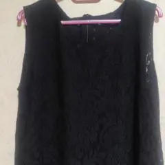 黒 レース フラワーパターン ロングドレス