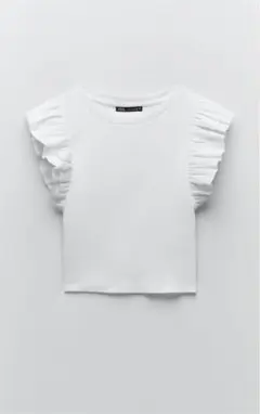 ZARA フリル付きTシャツ