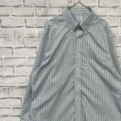 ブルックスブラザーズ長袖シャツ！ブルーホワイトチェックXL 0420