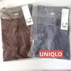 新品 UNIQLO VネックTシャツ XS 2枚セット ブルー ワインのサムネイル